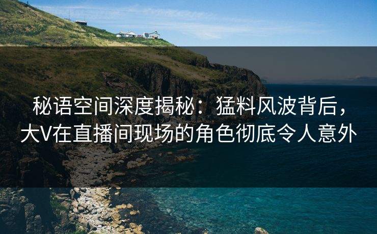 秘语空间深度揭秘:猛料风波背后,大V在直播间现场的角色彻底令人意外 秘语空间深度揭秘:猛料风波背后,大V在直播间现场的角色彻底令人意外