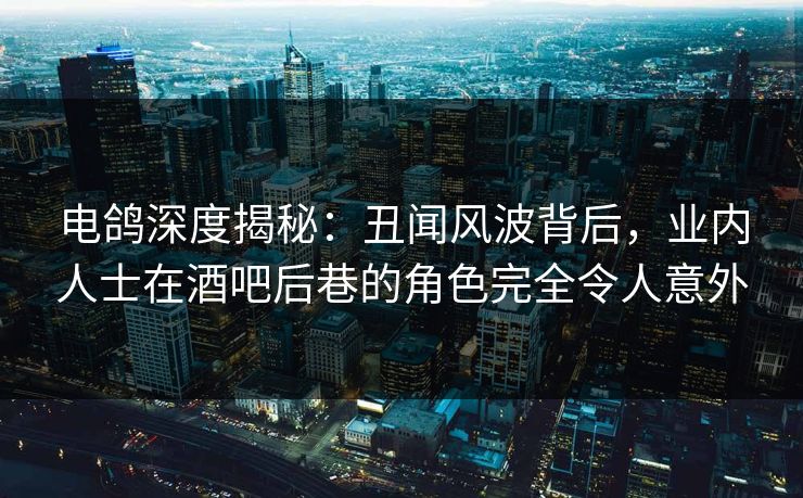 电鸽深度揭秘:丑闻风波背后,业内人士在酒吧后巷的角色完全令人意外 电鸽深度揭秘:丑闻风波背后,业内人士在酒吧后巷的角色完全令人意外