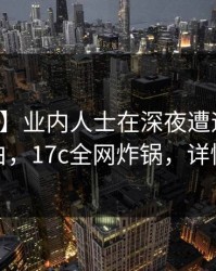 【爆料】业内人士在深夜遭遇爆料真相大白，17c全网炸锅，详情揭秘
