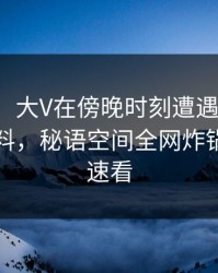 【速报】大V在傍晚时刻遭遇热点事件出乎意料，秘语空间全网炸锅，详情速看
