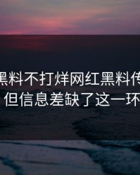 凌晨： 黑料不打烊网红黑料传播很猛： 但信息差缺了这一环