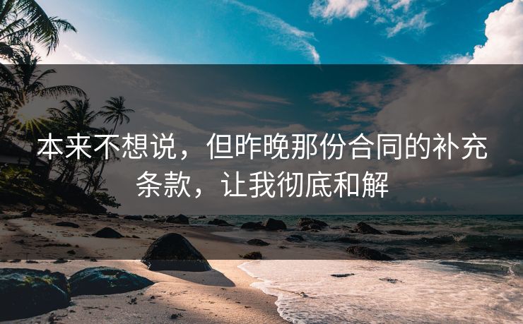 本来不想说，但昨晚那份合同的补充条款，让我彻底和解